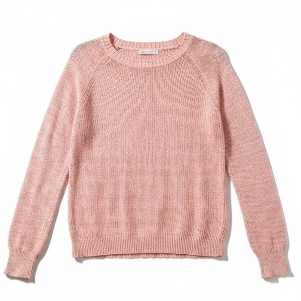 Mossimo Supply Co. Peach Marled 100% Cotton Raglan Knit Sweater, Women's Large